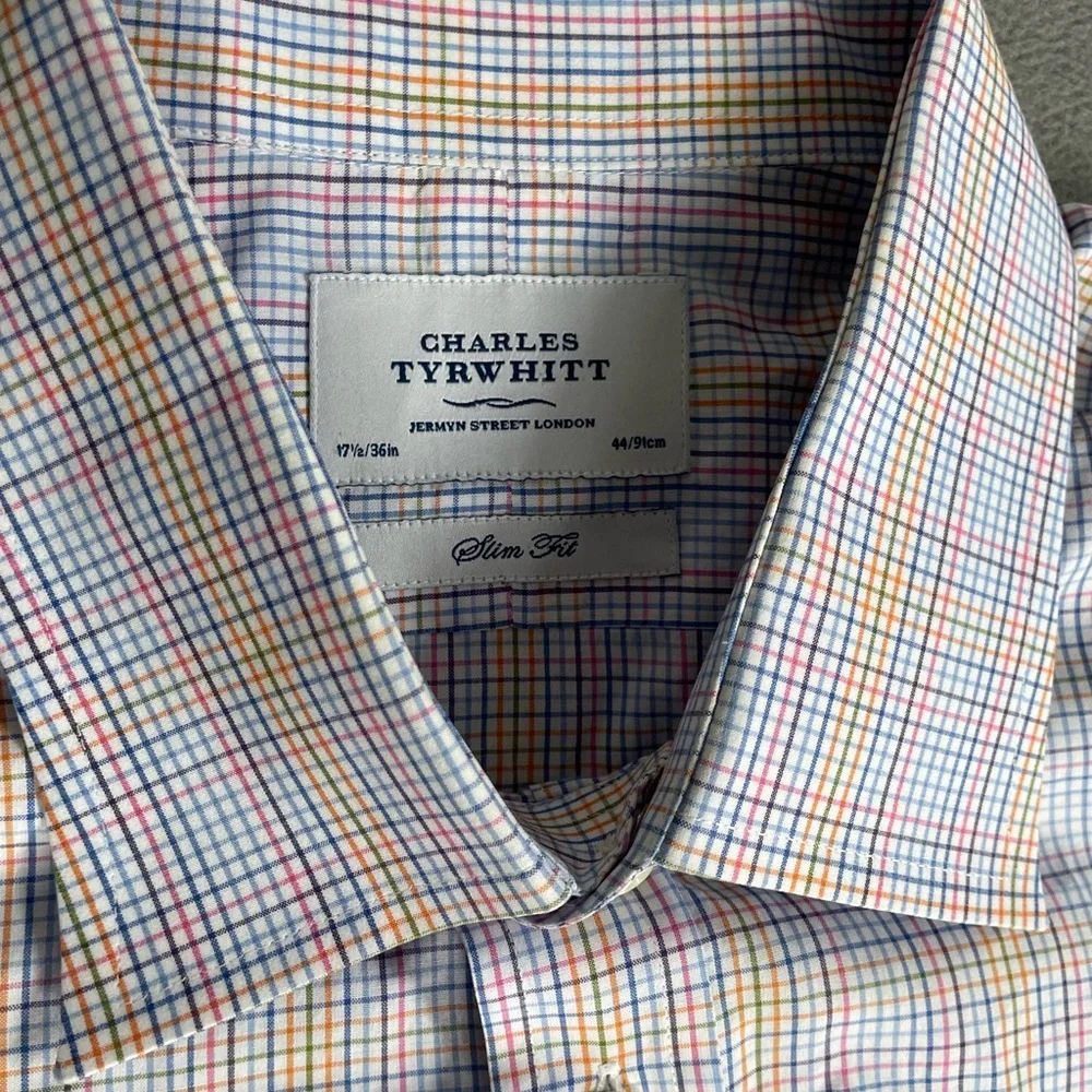 Charles Tyrwhitt Men's Colorful Checkered Button Down Shirt 17.5/36‎